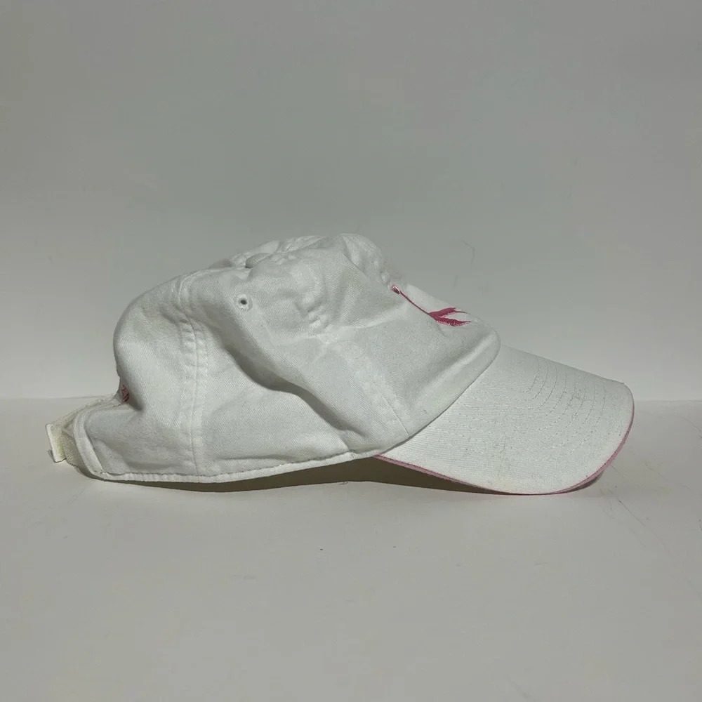 Pink Ribbon Breast Cancer Awareness Hat Baseball Cap White Pink Adjust Like New